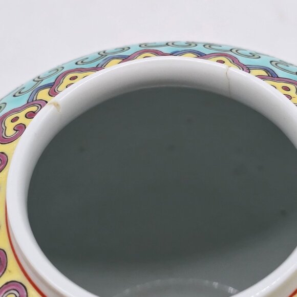 Vintage Chinese Cloisonne Jar With Lid & Wooden Stand Repaired AS IS - Picture 14 of 16